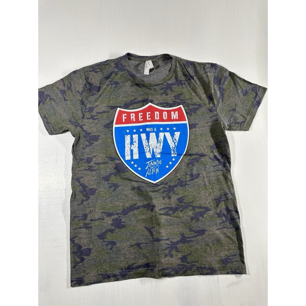 Jimmie Allen "Freedom Was a Hwy" Graphic Cotton Tshirt Camo Size Large